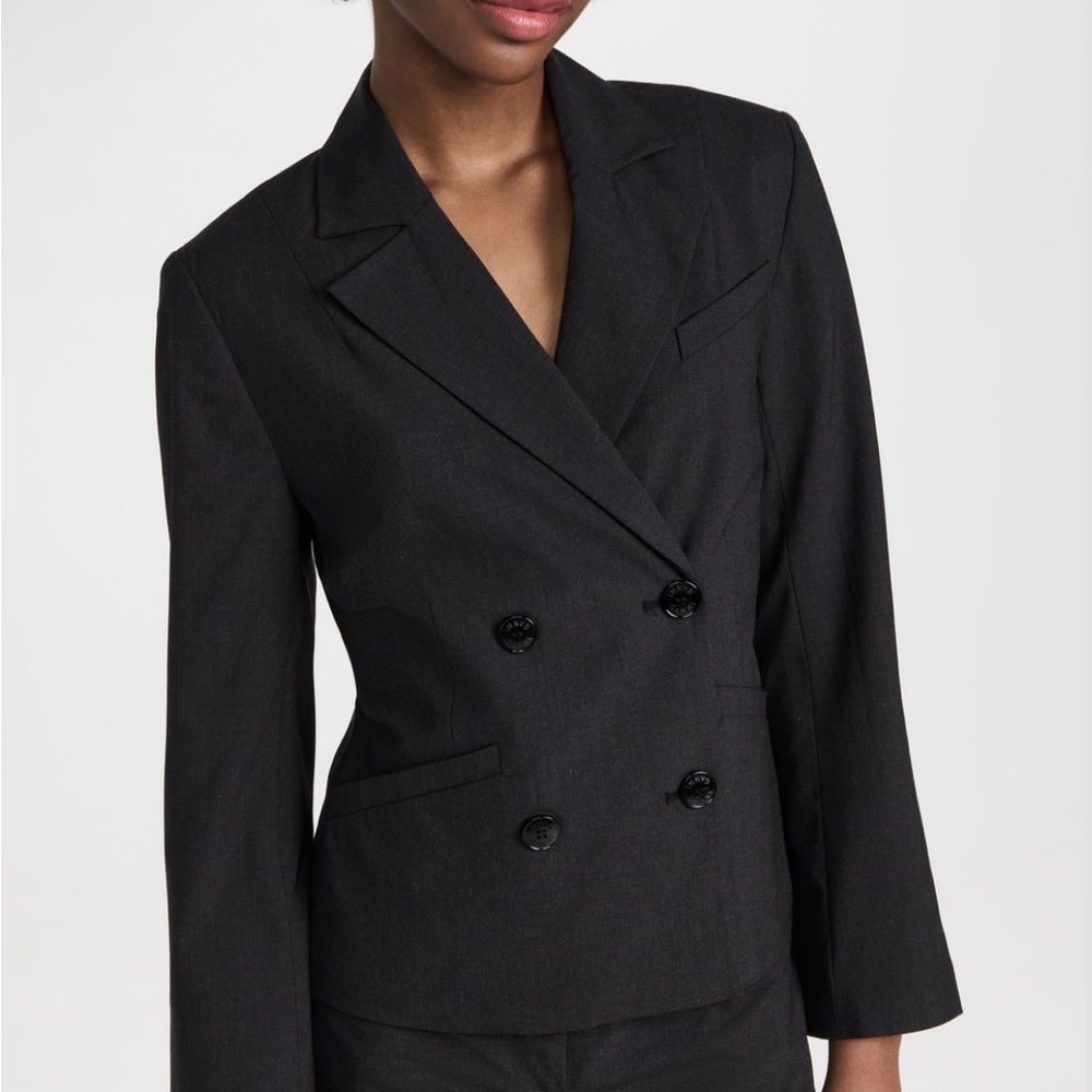 NWOT- GANNI Melange Fitted Double Breasted Blazer. Size: 36